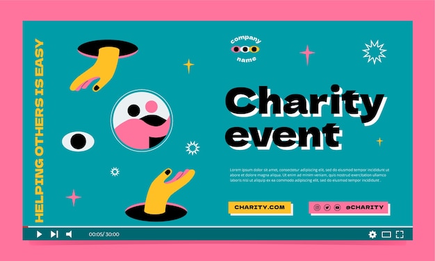Free Vector minimal charity event youtube thumbnail