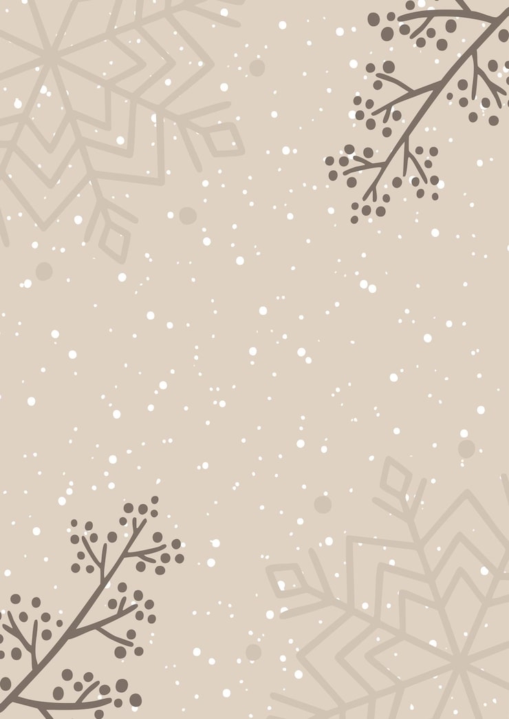 Free Vector minimal christmas background with berries and snowflakes