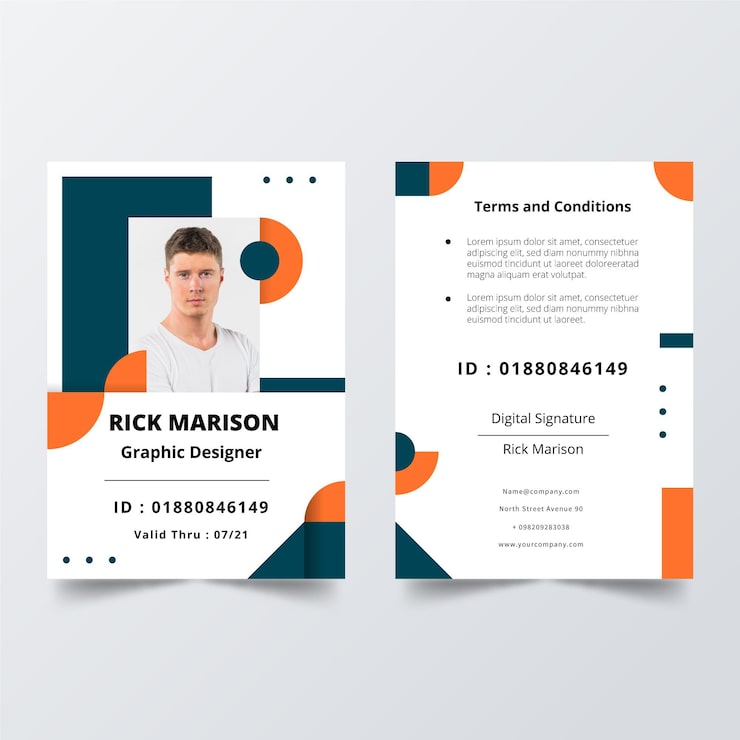 Free Vector minimal id cards template concept