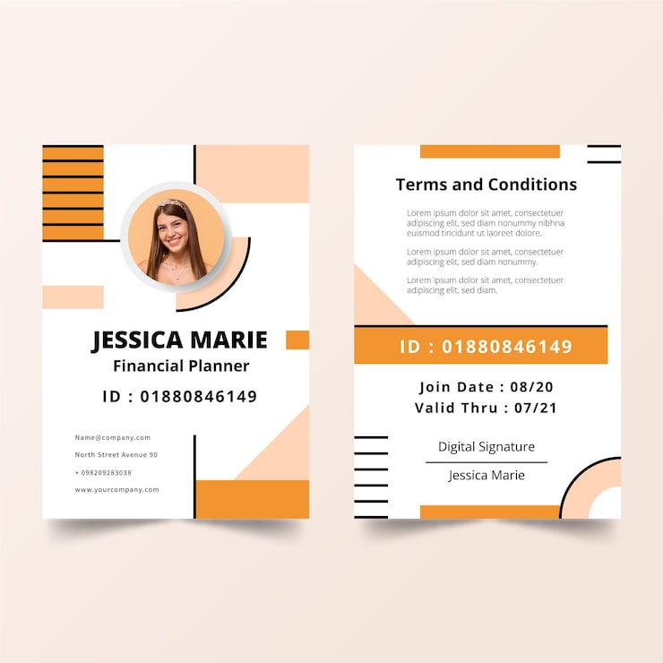 Free Vector minimal id cards template concept