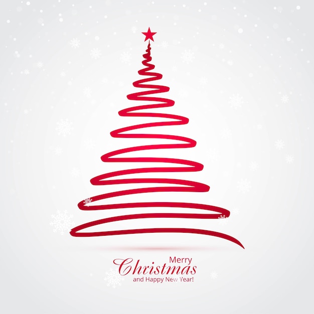 Free Vector minimal line christmas tree card background