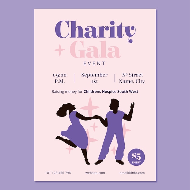 Free Vector minimalist charity gala event poster