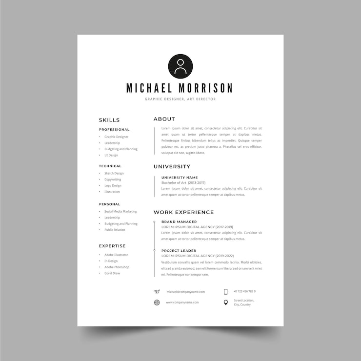 Free Vector minimalist cv template