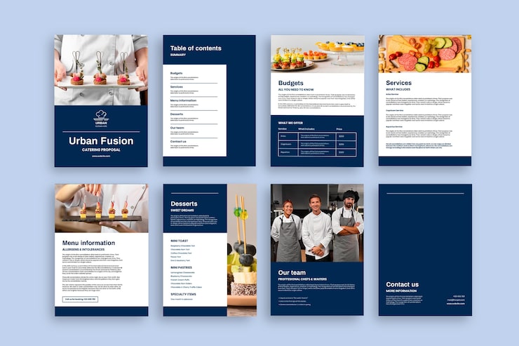 Free Vector minimalist linear urban fusion catering proposal