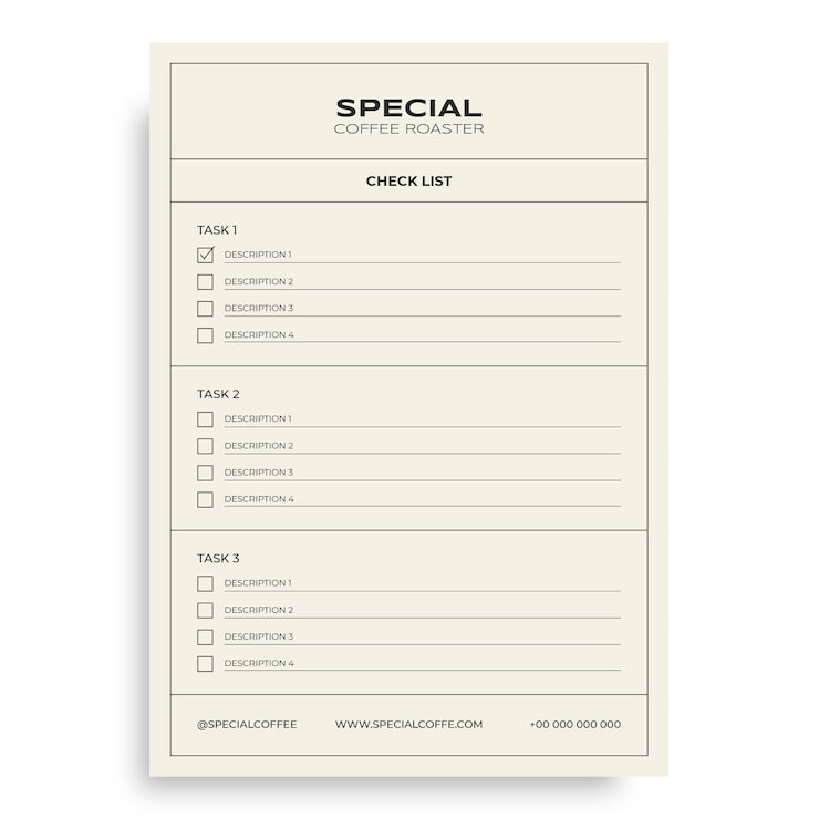 Free Vector minimalist special coffee roaster check list