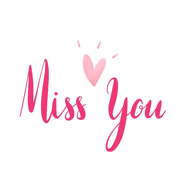 Free Vector miss you typography vector in pink