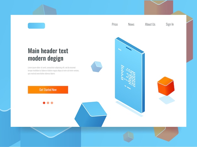 Free Vector mobile application development and software programming, mobile phone with text message 