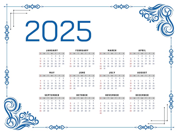 Free Vector modern 2025 new year annual calendar design template