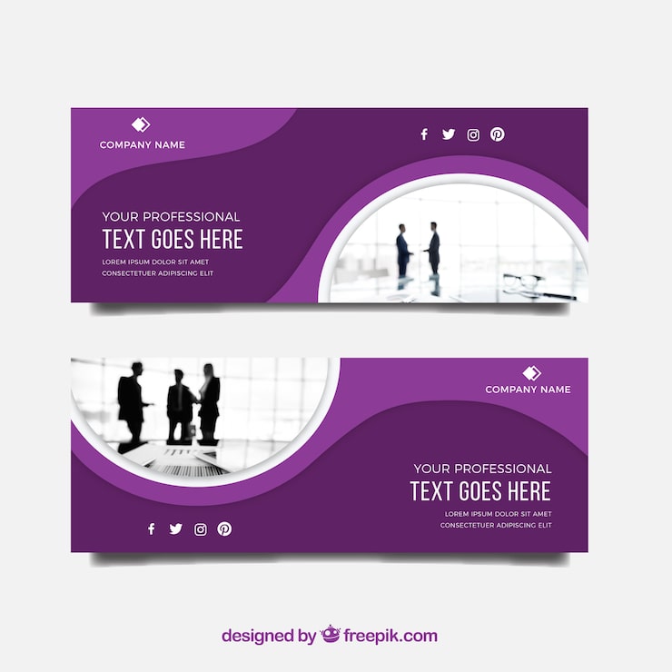 Free Vector modern business banner with flat design