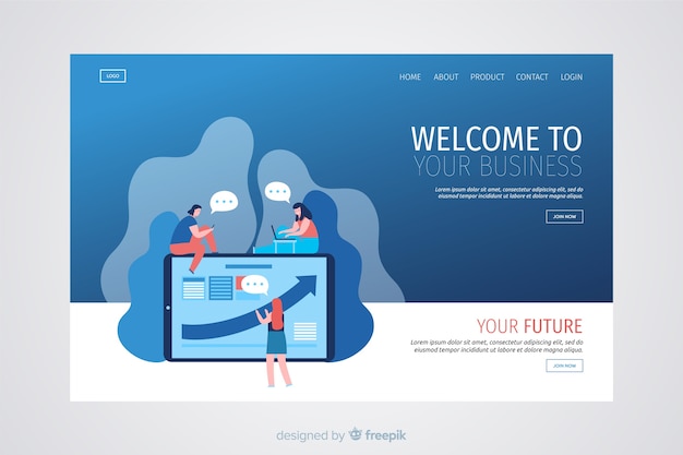 Free Vector modern business landing page