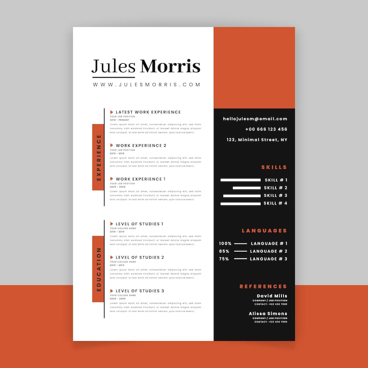 Free Vector modern curriculum vitae template