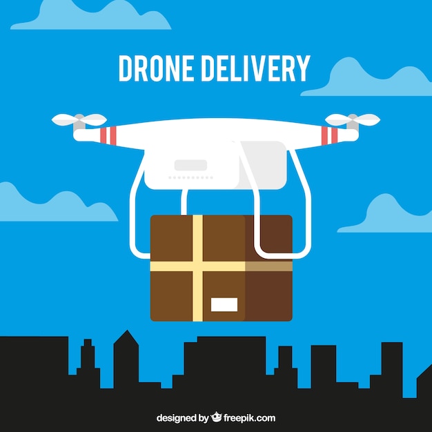 Free Vector modern delivery drone with flat design