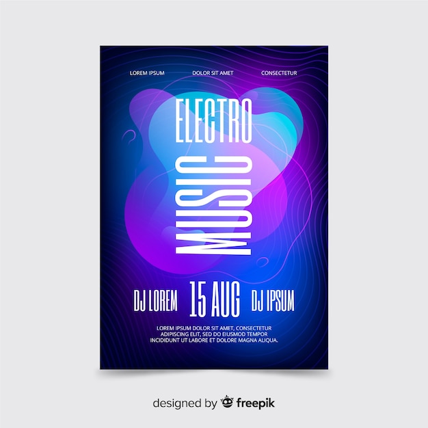 Free Vector modern electronic music poster template