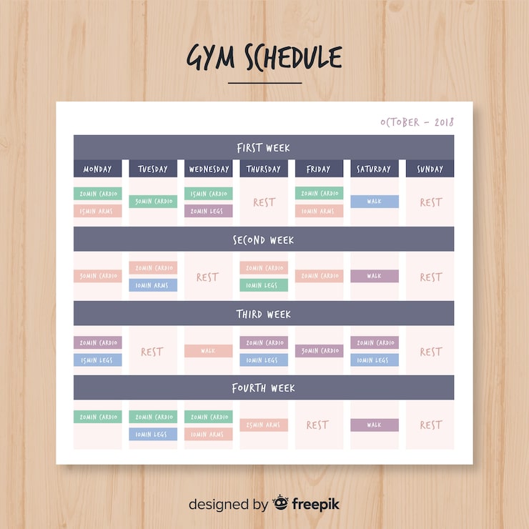 Free Vector modern gym schedule template with flat design