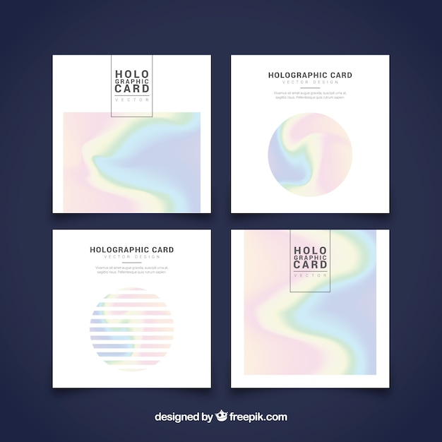 Free Vector modern holographic effect cards