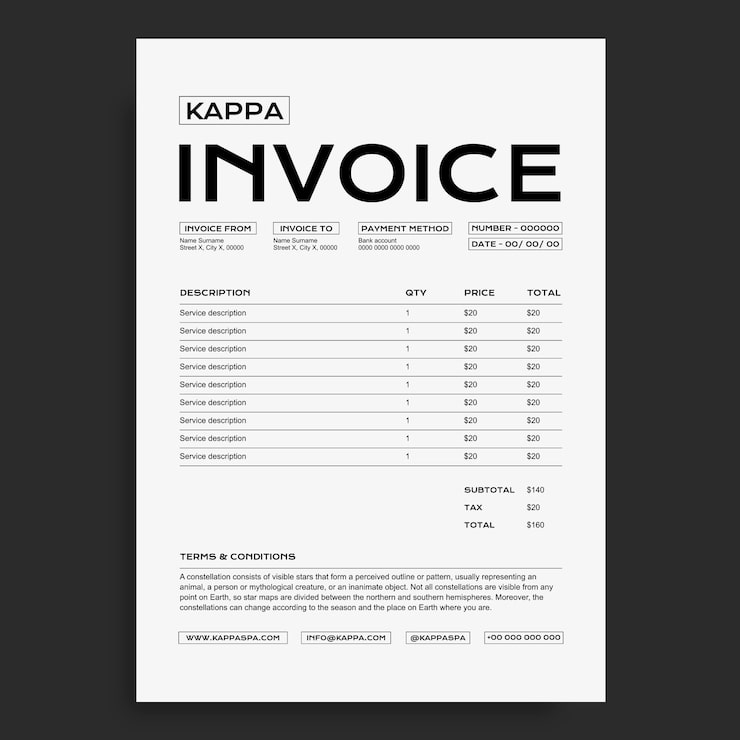 Free Vector modern kappa spa invoice template