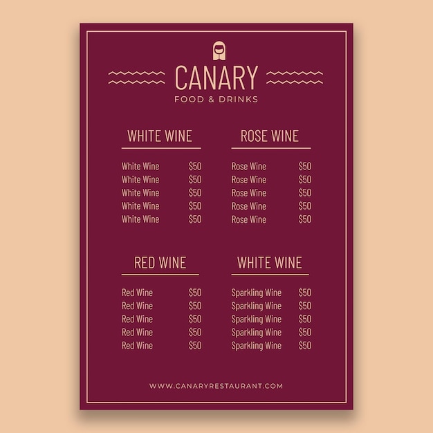 Free Vector modern menu template design