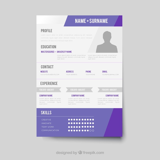 Free Vector modern resume template