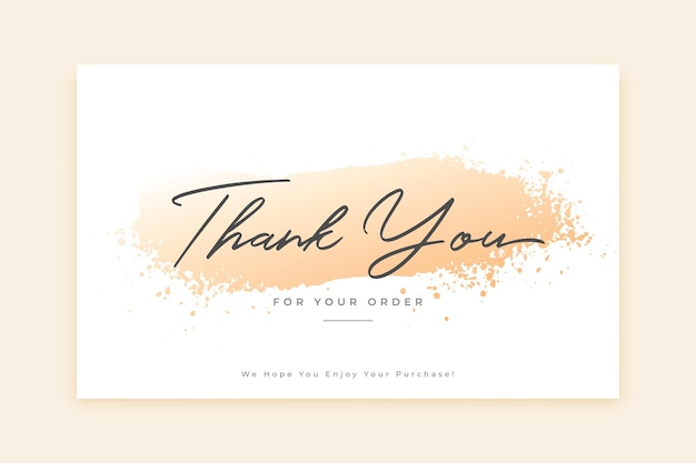 Free Vector modern thank you for order card with grungy effect