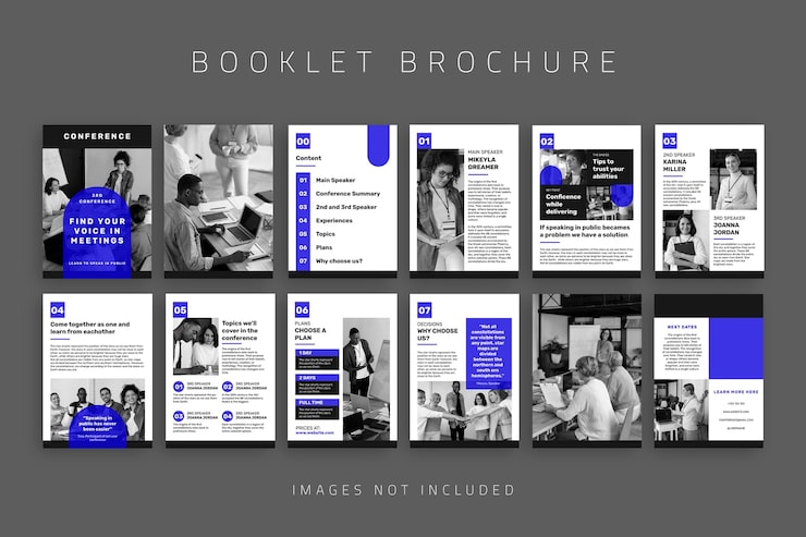 Free Vector monocolor conference booklet design brochure