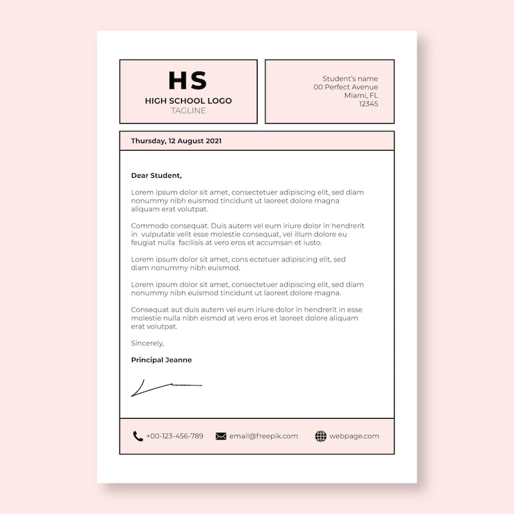 Free Vector monocolor grid pink high school cover letter template