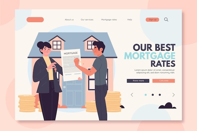 Free Vector mortgage landing page concept