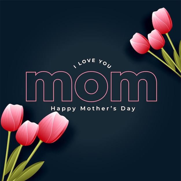 Free Vector mother day lovely card with tulip flowers