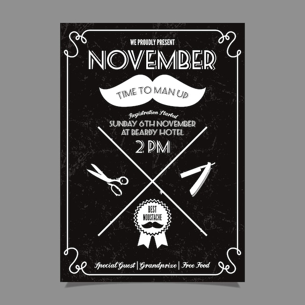 Free Vector movember moustache competition poster