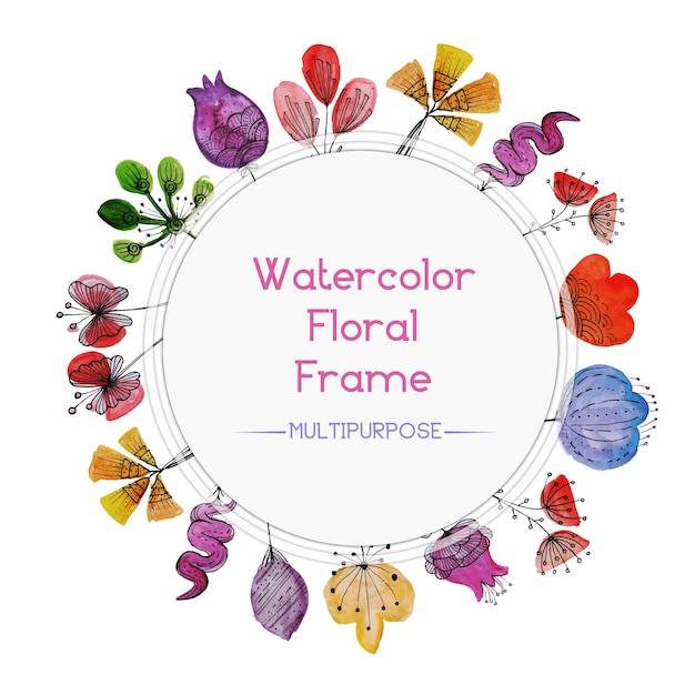 Free Vector multicolor watercolor floral frame