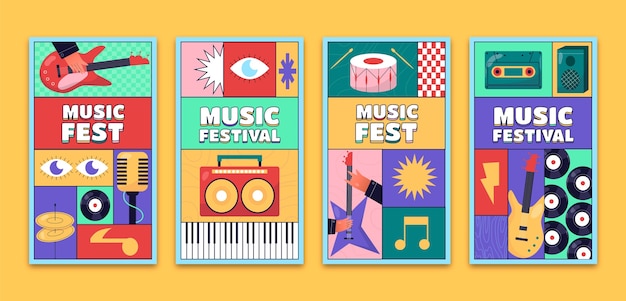 Free Vector music festival instagram stories template