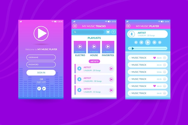 Free Vector music player app interface concept