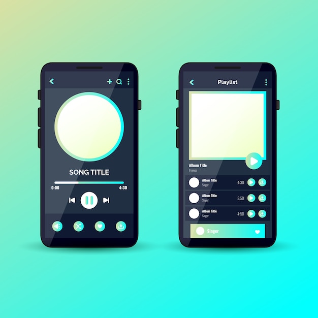 Free Vector music player app template interface theme