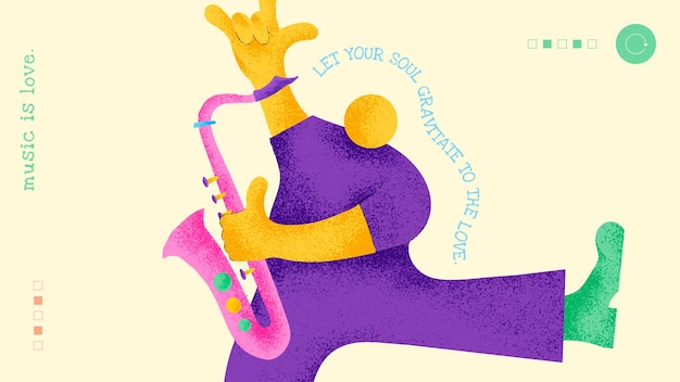 Free Vector musician banner template vector flat design with inspiring musical quote