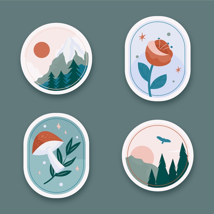 Free Vector muted color palette label set