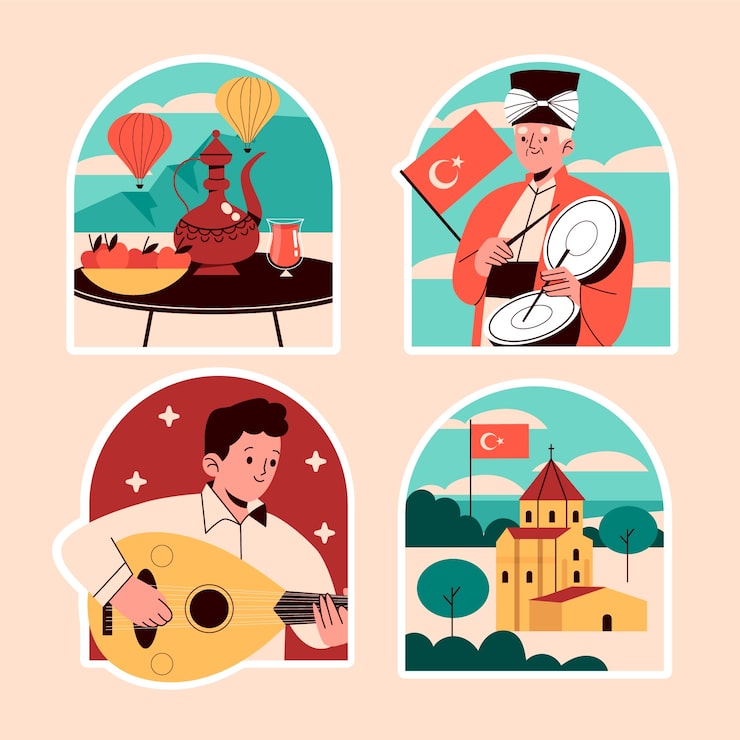 Free Vector naive turkey stickers collection