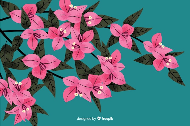 Free Vector natural background with hand drawn flowers