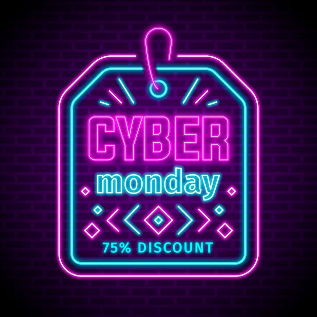Free Vector neon cyber monday concept