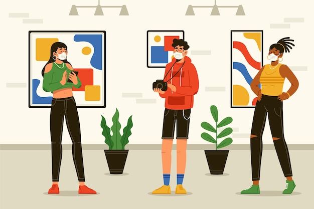 Free Vector new normal in museums