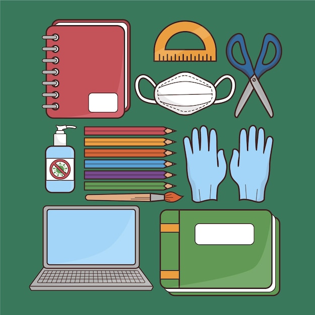 Free Vector new normal school supplies