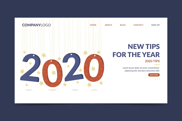 Free Vector new tips for the year 2020 landing page