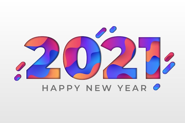 Free Vector new year 2021 background in paper style