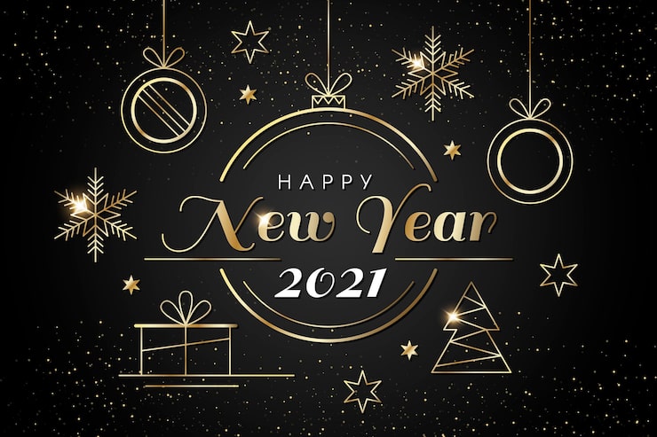 Free Vector new year 2021 background with realistic golden decoration