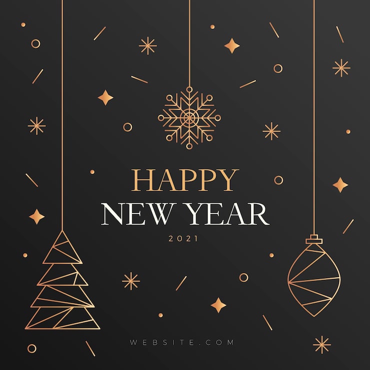 Free Vector new year 2021 background with realistic golden decoration