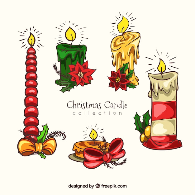 Free Vector nice hand drawn christmas candles