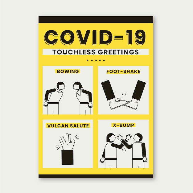 Free Vector non-contact greetings in poster format for coronavirus