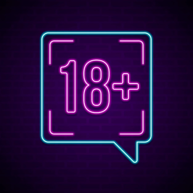 Free Vector number 18 in neon style