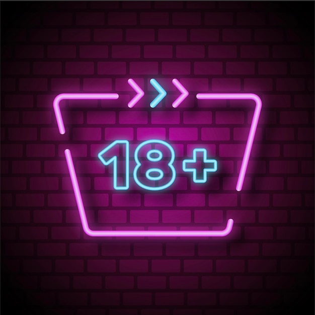 Free Vector number 18+ in neon style