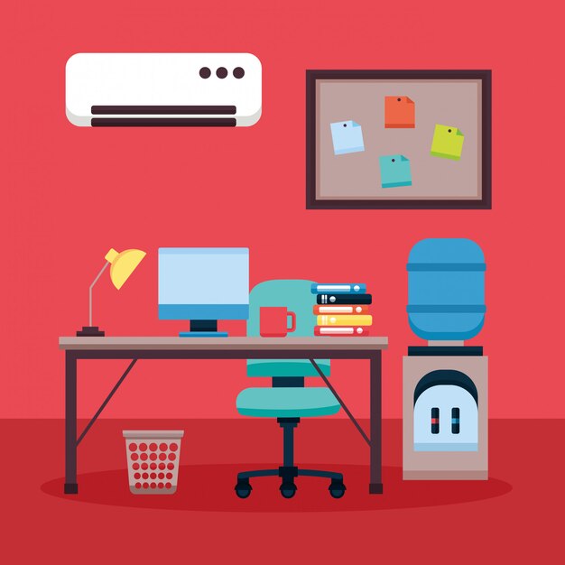 Free Vector office interior workplace