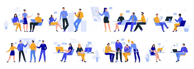 Free Vector office scenes composition with group of chatting coworkers drinking coffee vector illustration