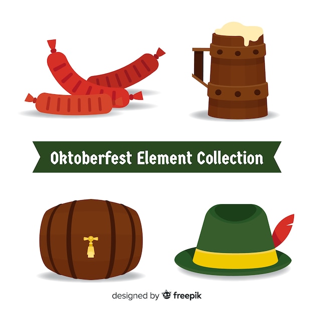 Free Vector oktoberfest elements collection in flat design